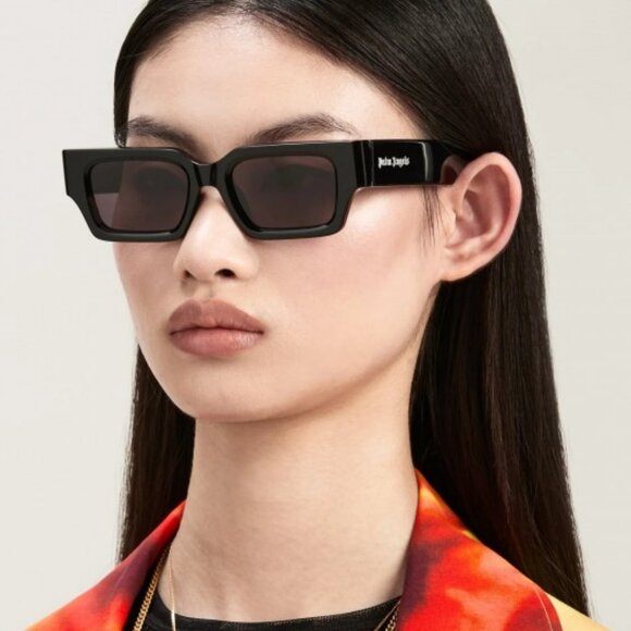 Palm Angels PERI086 HYDE 1007 Sunglasses Black Rectangle Frame, Dark Grey Lenses - Picture 2 of 11